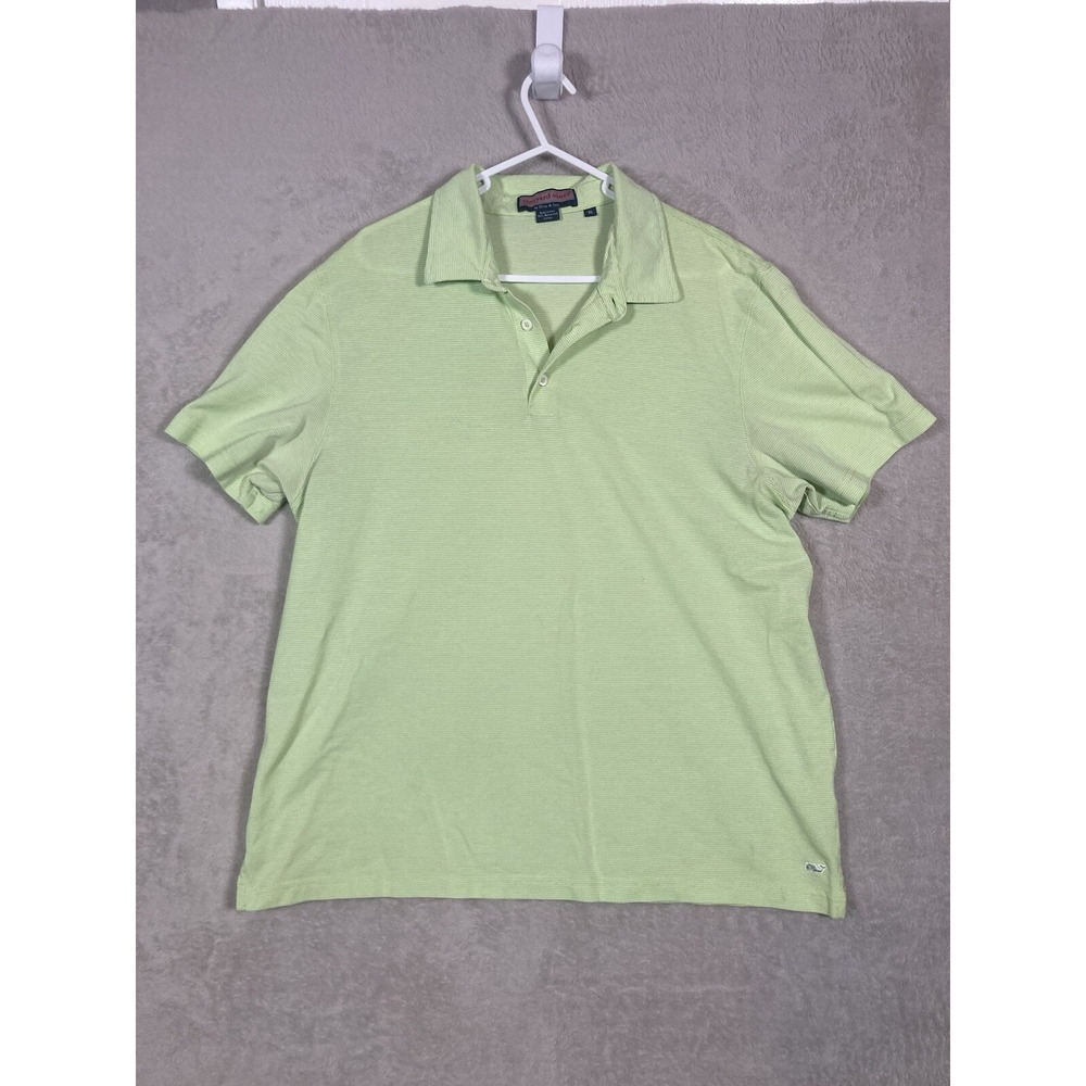 Vineyard Vines Polo Shirt Mens XL Green Striped Mercerized Cotton Short Sleeve